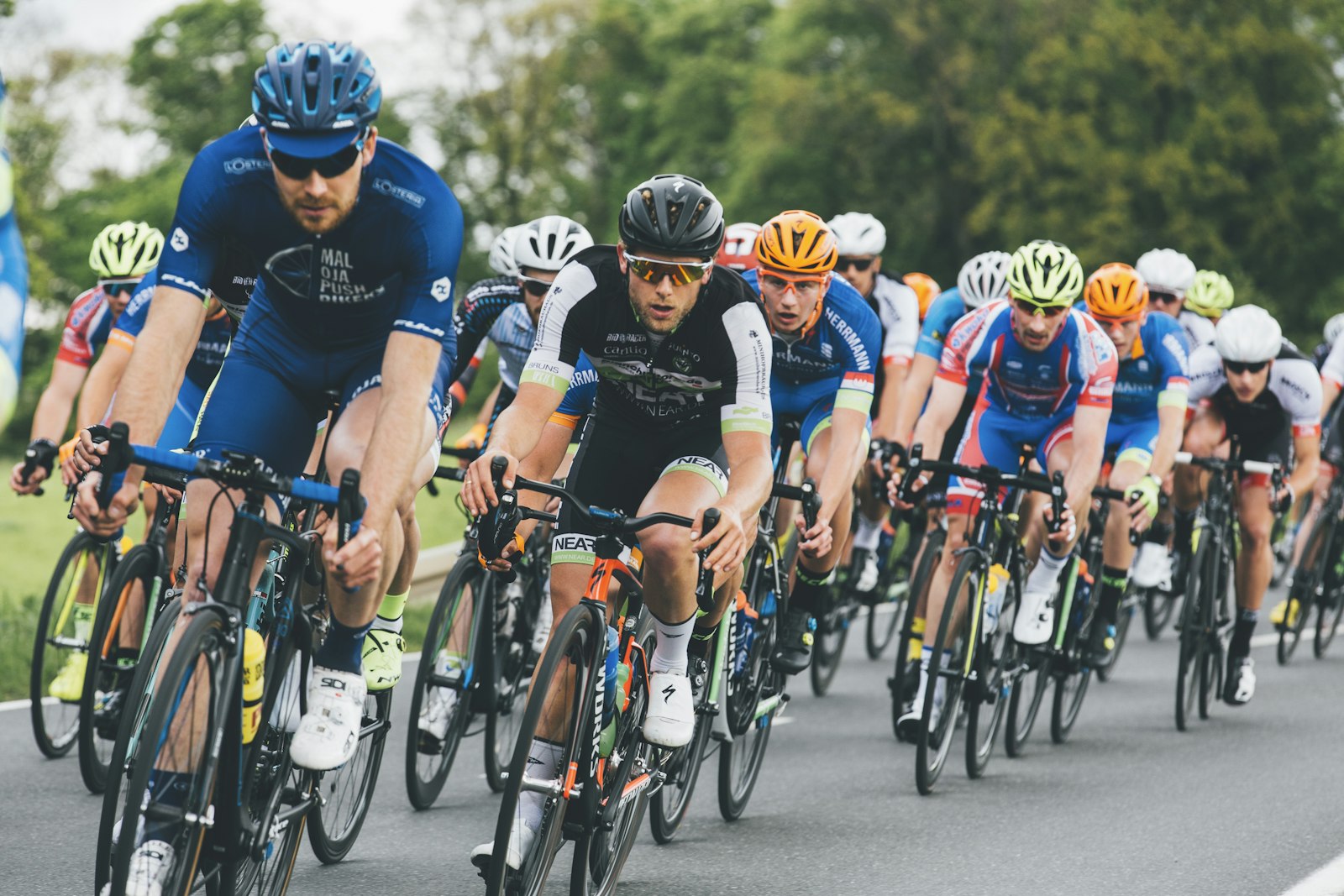 Cyclists on a road race